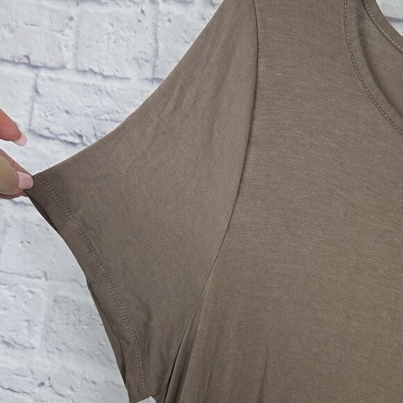 Lane Bryant 14/16 Soft Knit Tee Top Brown Lace Sharkbite Pullover Lightweight - Picture 7 of 10